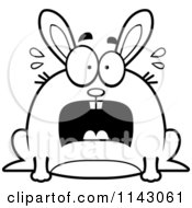 Cartoon Clipart Of A Black And White Chubby Scared Rabbit Vector Outlined Coloring Page