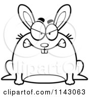 Cartoon Clipart Of A Black And White Chubby Mad Rabbit Vector Outlined Coloring Page