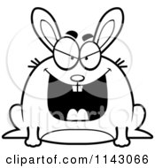 Cartoon Clipart Of A Black And White Chubby Evil Rabbit Vector Outlined Coloring Page by Cory Thoman