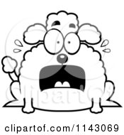 Cartoon Clipart Of A Black And White Chubby Scared Poodle Vector Outlined Coloring Page