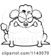 Cartoon Clipart Of A Black And White Chubby Mad Poodle Vector Outlined Coloring Page