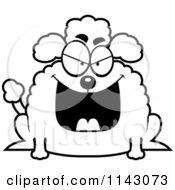 Cartoon Clipart Of A Black And White Chubby Evil Poodle Vector Outlined Coloring Page