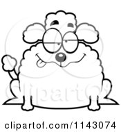Cartoon Clipart Of A Black And White Chubby Goofy Poodle Vector Outlined Coloring Page