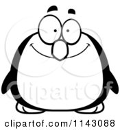 Cartoon Clipart Of A Black And White Chubby Smiling Penguin Vector Outlined Coloring Page