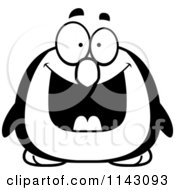 Cartoon Clipart Of A Black And White Chubby Grinning Penguin Vector Outlined Coloring Page