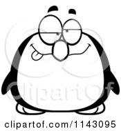 Cartoon Clipart Of A Black And White Chubby Drunk Penguin Vector Outlined Coloring Page