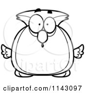 Cartoon Clipart Of A Black And White Chubby Surprised Owl Vector Outlined Coloring Page