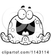 Poster, Art Print Of Black And White Chubby Grinning Octopus