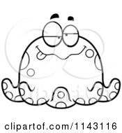 Cartoon Clipart Of A Black And White Chubby Drunk Octopus Vector Outlined Coloring Page