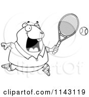 Poster, Art Print Of Black And White Chubby Hamster Playing Tennis