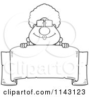Poster, Art Print Of Black And White Chubby Granny Over A Banner