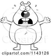 Cartoon Clipart Of A Black And White Scared Beaver Vector Outlined Coloring Page