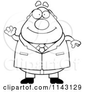 Poster, Art Print Of Black And White Chubby Businessman Boss Waving