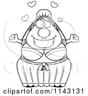 Cartoon Clipart Of A Black And White Loving Bride Vector Outlined Coloring Page