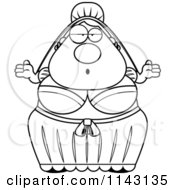 Cartoon Clipart Of A Black And White Shrugging Bride Vector Outlined Coloring Page