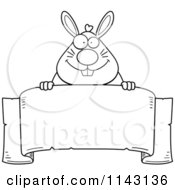 Poster, Art Print Of Black And White Rabbit Over A Banner