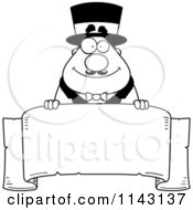 Poster, Art Print Of Black And White Chubby Circus Ring Master Holding A Banner