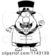 Poster, Art Print Of Black And White Friendly Chubby Circus Ring Master Waving
