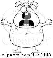 Cartoon Clipart Of A Black And White Stressed Dog Vector Outlined Coloring Page