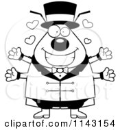 Cartoon Clipart Of A Black And White Loving Flea Circus Master Vector Outlined Coloring Page