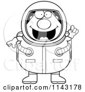 Cartoon Clipart Of A Black And White Smart Astronaut Vector Outlined Coloring Page