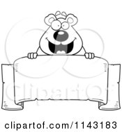 Cartoon Clipart Of A Black And White Bear Banner Vector Outlined Coloring Page