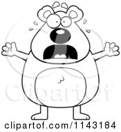 Cartoon Clipart Of A Black And White Stressed Bear Vector Outlined Coloring Page