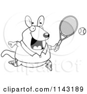 Poster, Art Print Of Black And White Chubby Wallaby Kangaroo Playing Tennis