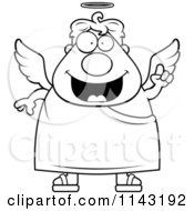 Cartoon Clipart Of A Black And White Smart Angel Vector Outlined Coloring Page