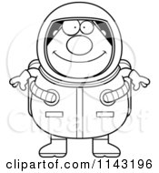 Cartoon Clipart Of A Black And White Happy Astronaut Vector Outlined Coloring Page