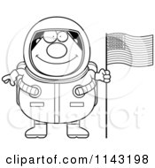 Poster, Art Print Of Black And White Chubby Astronaut With An American Flag