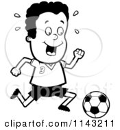 Poster, Art Print Of Black And White Black Soccer Boy Running After A Ball