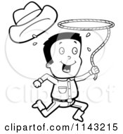Poster, Art Print Of Black And White Cowboy Losing His Hat And Running With A Lasso Lariat