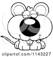 Cartoon Clipart Of A Black And White Cute Dumb Mouse Vector Outlined Coloring Page