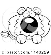 Poster, Art Print Of Black And White Cute Lion Over A Surface