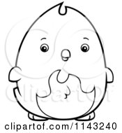 Cartoon Clipart Of A Black And White Chubby Phoenix Chick Vector Outlined Coloring Page
