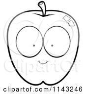 Cartoon Clipart Of A Black And White Apple Character Vector Outlined Coloring Page