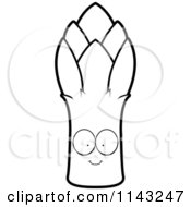 Cartoon Clipart Of A Black And White Big Eyed Asparagus Character Vector Outlined Coloring Page by Cory Thoman