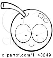 Cartoon Clipart Of A Black And White Cherry Character Vector Outlined Coloring Page by Cory Thoman