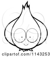 Cartoon Clipart Of A Black And White Big Eyed Garlic Character Vector Outlined Coloring Page