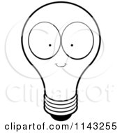 Cartoon Clipart Of A Black And White Lightbulb Character Vector Outlined Coloring Page