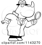 Poster, Art Print Of Black And White Rhino Detective Using A Magnifying Glass