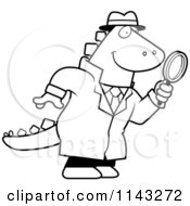Poster, Art Print Of Black And White Dinosaur Detective Using A Magnifying Glass