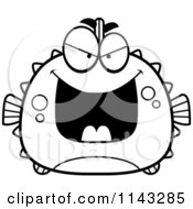 Poster, Art Print Of Black And White Chubby Evil Blowfish