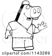 Cartoon Clipart Of A Black And White Donkey Surgeon Doctor In Scrubs Vector Outlined Coloring Page