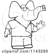 Cartoon Clipart Of A Black And White Elephant Surgeon Doctor In Scrubs Vector Outlined Coloring Page