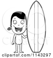 Poster, Art Print Of Black And White Summer Girl With A Surf Board