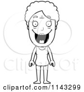 Cartoon Clipart Of A Black And White Senior Granny Woman In A Bathing Suit Vector Outlined Coloring Page