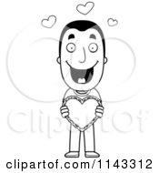 Poster, Art Print Of Black And White Sweet Man Holding A Valentine Heart