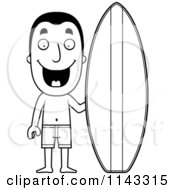 Poster, Art Print Of Black And White Summer Man With A Surf Board